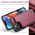thumbnail image 2 of Fun-Casery for iPhone 14 Case with Card Holder, RFID Blocking Wallet Case Durable PU Leather Kickstand Slim Heavy Duty Shockproof Protective Case for iPhone 14,Winered, 2 of 9