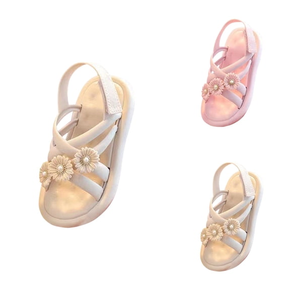 Breathable Open-Toe Sandals for Toddler Baby Girls, Soft Sole Casual Flower Gladiator Rome Water Shoes, Lightweight Outdoor Beach Sandals