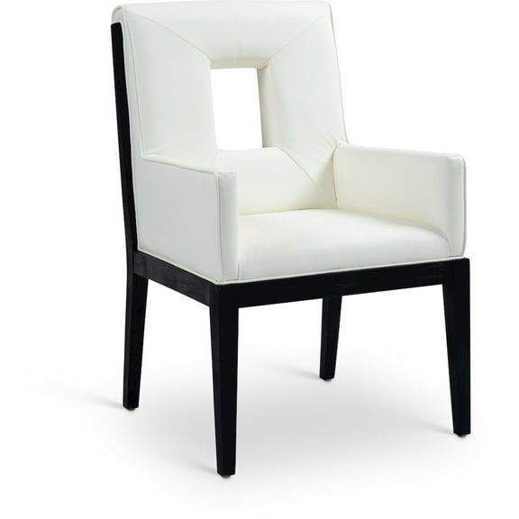 Meridian Furniture Gwendolyn Cream Vegan Leather Dining Arm Chair
