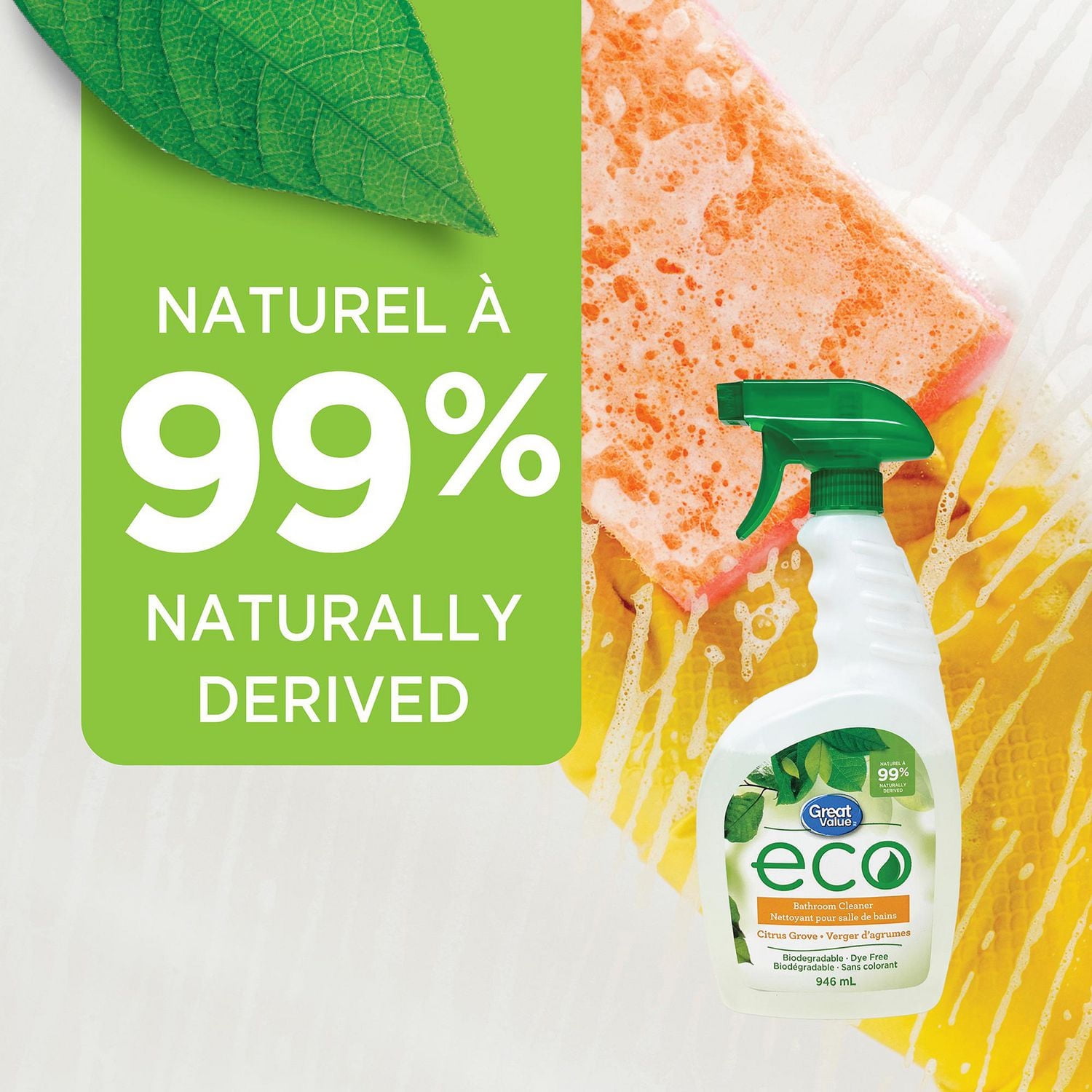Nettoyant pour salle de bains au parfum verger d'argumes de Great Value ECO 946 ml