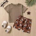 thumbnail image 2 of Boy Clothes Toddler Kids Spring Summer Waffle Cartoon Print Short-sleeved Running Suit 12 18 24 Month 3T 4T 5T Shorts Outfits Set T Shirt 2-Piece, 2 of 7