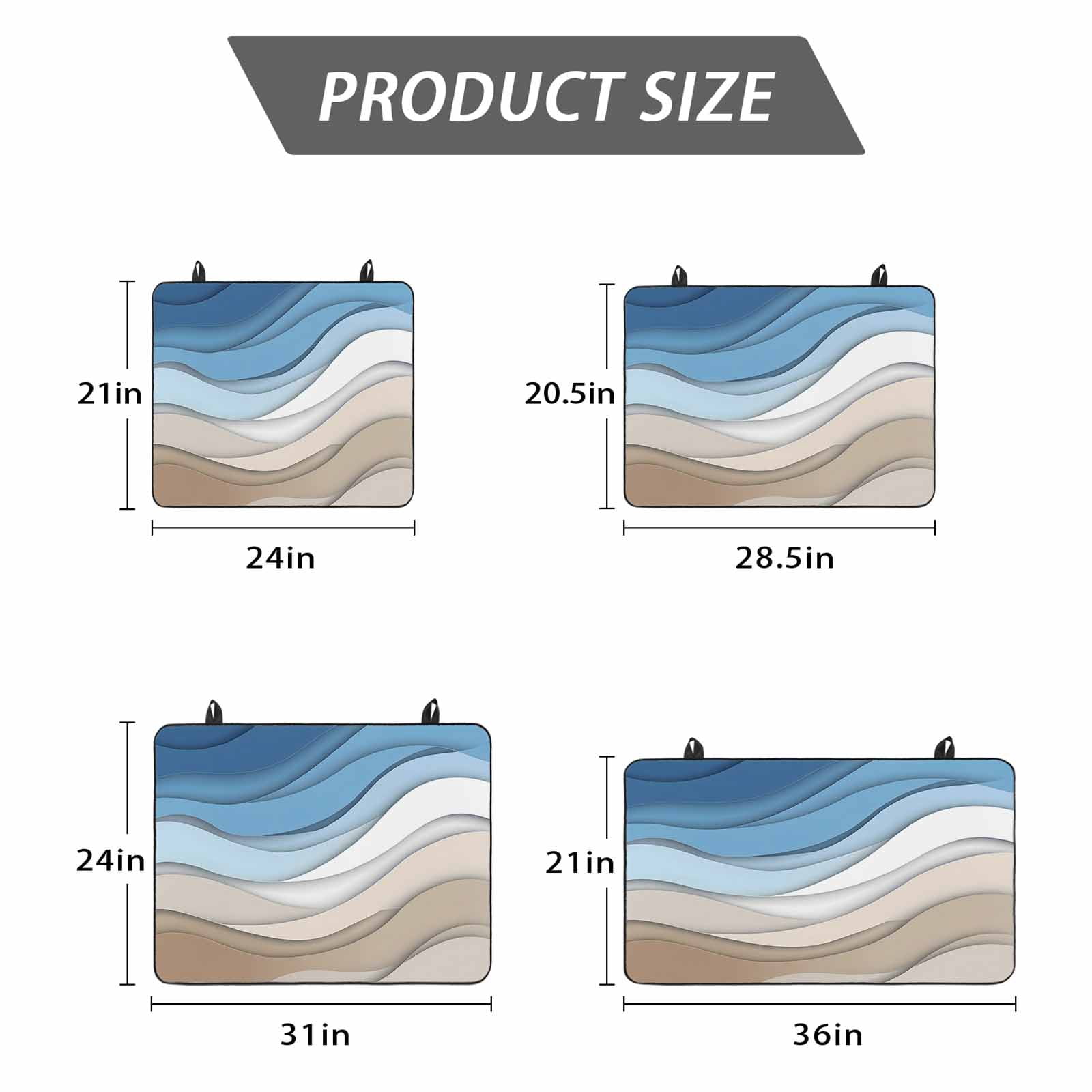 Blue Brown Stove Top Cover for Electric Stove, Heat-proof & Non Slip Glass Top Stove Cover Protector, Gradient Geometric White Water Stripes Modern Kitchen Flat Cooktop Rubber Mat 28.5x20.5 Inches