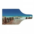thumbnail image 1 of Beach Cutting Board, Walkway Heads to Sandy Beach Resort in Cuba Summer Day Hot Burnt Ocean, Tempered Glass Cutting and Serving Board, Wine Bottle Shape, Chocolate Navy Turquoise, by Ambesonne, 1 of 1