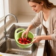 thumbnail image 4 of TAROFISH 1PC Double-Layer Colander Bowl 8.46 Inch Kitchen Strainer with Draining Basket for Pasta Fruits Vegetables Multi-purpose Food Storage Container,Green, 4 of 5