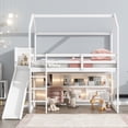 thumbnail image 4 of Luckynote,Twin Size Loft Bed,Wood House Bed,Slide,Storage Shelves,Light,Solid Wood,Bedroom,White, 4 of 15
