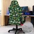 thumbnail image 3 of SCRAWLGOD St. Patrick's Day Clover Coin Leprechaun Hat Print Dark Green 4 PCS Gaming Chair Cover with Armrest Slipcovers Soft Stretchable Washable Computer Chair Seat Slipcovers Cat Scratch Proof, 3 of 7