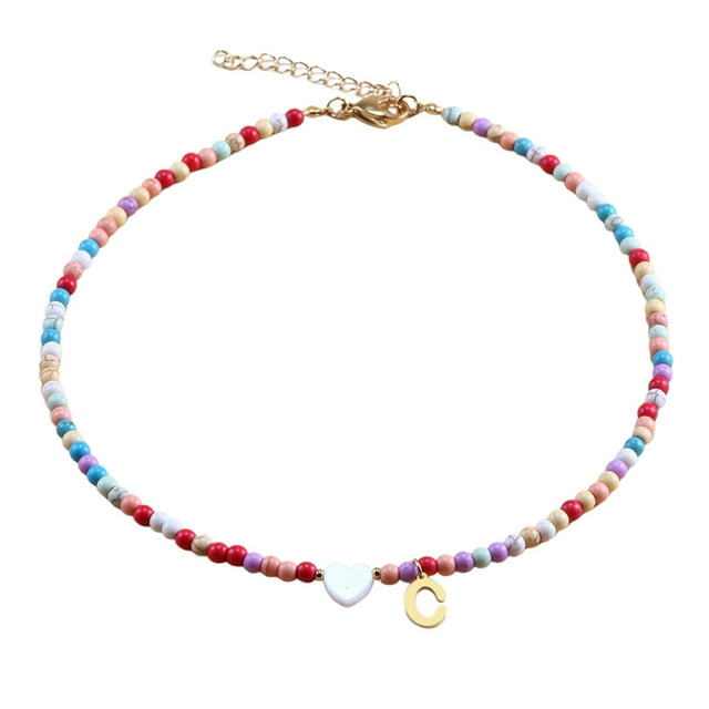 Collier Perlé Initial 26 pour Femmes Colliers pour Femmes A Z 26 Alphabet Initial Colliers Perlés pour Femmes Filles Pendentifs Colliers Pendentifs Pendentif Collier Initial Colliers pour Femme Collier pour Hommes avec