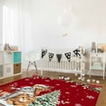 thumbnail image 4 of Christmas Cat Area Rug 2.7x5ft Winter Snowflake Xmas Tree Poinsettia Red Non-Slip Washable Square Rugs Soft Felt Indoor Floor Mat for Bedroom Kitchen Living Room Bathroom, 4 of 8