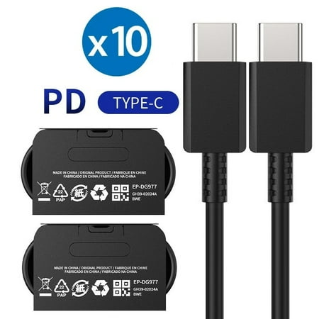 10pcs 3A 25W Fast Quick Charging C to C Type c to USB C Charger Cable 1M For Samsung Galaxy S10 S20 S22 S23 S24 Note 10 20 htc 10pcs Black 1m