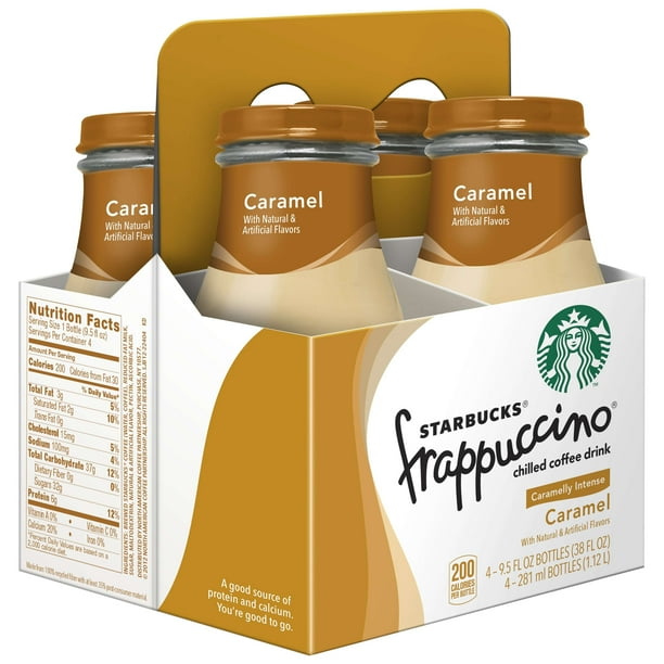 Starbucks Frappuccino Coffee Drink, Caramel, 9.5 oz Glass Bottles, 4