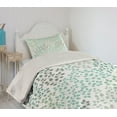 thumbnail image 2 of Ambesonne Nature Quilted Coverlet 2 Pcs, Leaf Braches Pattern, Twin Size, Sage Green Turquoise, 2 of 5