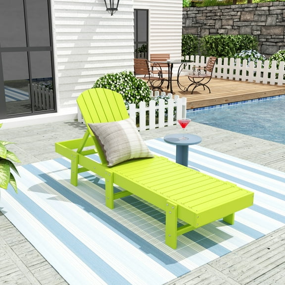 WestinTrends Classic Adirondack Poly Reclining Chaise Lounge,Lime