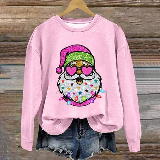 WITORNTS Hauts pour Femmes en Liquidation, Mode de Noël Chandail Décontracté à Manches Longues à Col Rond Imprimé pour Femmes, Hauts Blouse