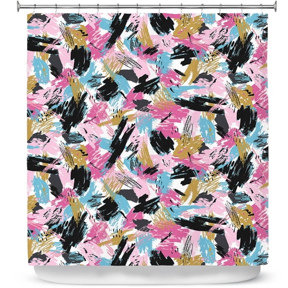 Shower Curtains 70" x 84" from DiaNoche Designs by Metka Hiti - Impressionist Strokes Pink
