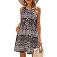 thumbnail image 1 of Vestido playero ligero informal estilo bohemio con estampado floral sin mangas para mujer, 1 of 6