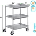 thumbnail image 2 of Express KitchQuip 3 Shelf Stainless Steel Tubular Utility Cart | Metal Utility Cart on Wheels with Handle | NSF (15" Wide X 24" Long X 33" High), 2 of 6