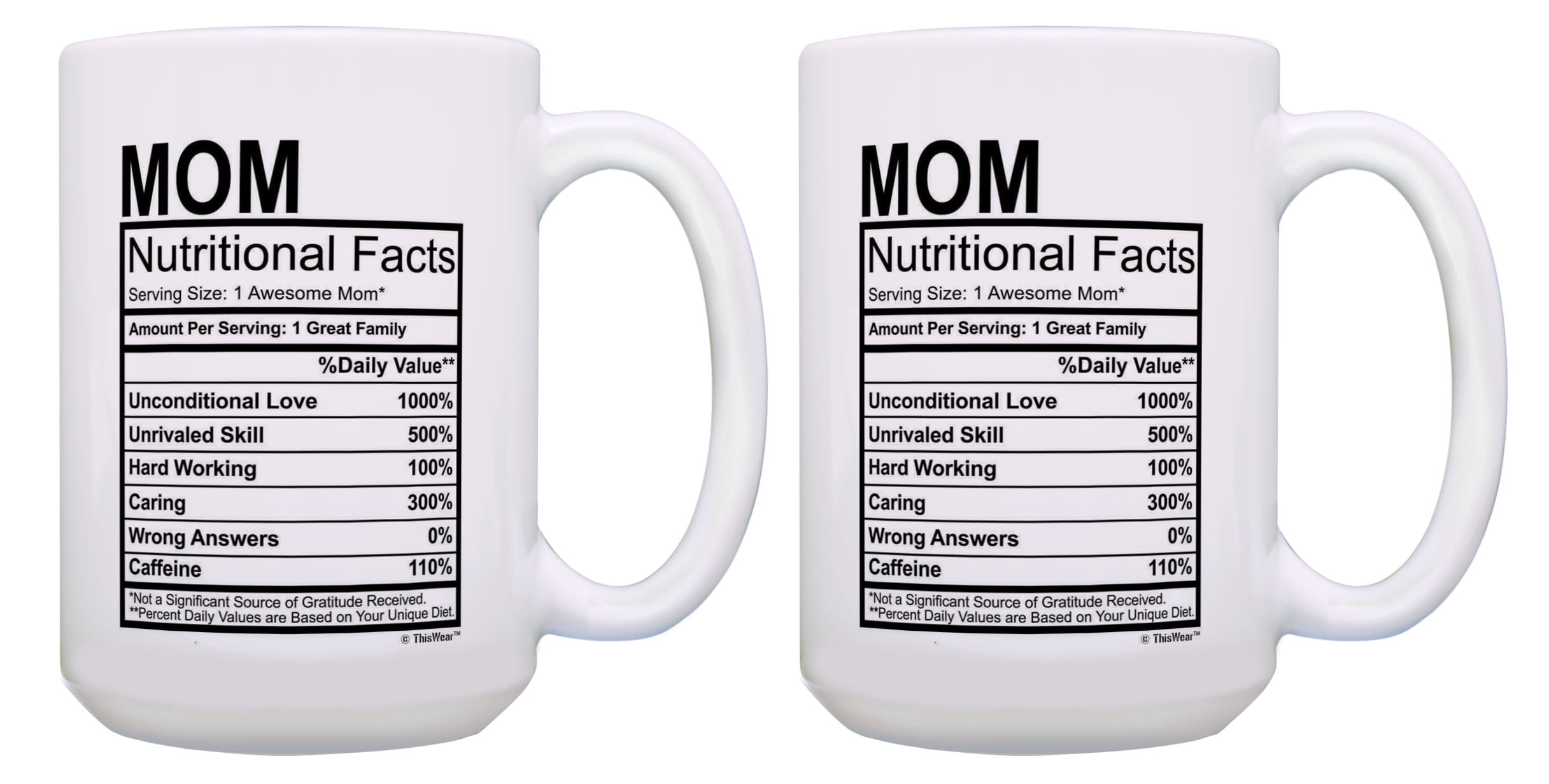 Gifts for Mom Funny Mom Nutrition Facts Coffee Mug - Vikings Warehouse