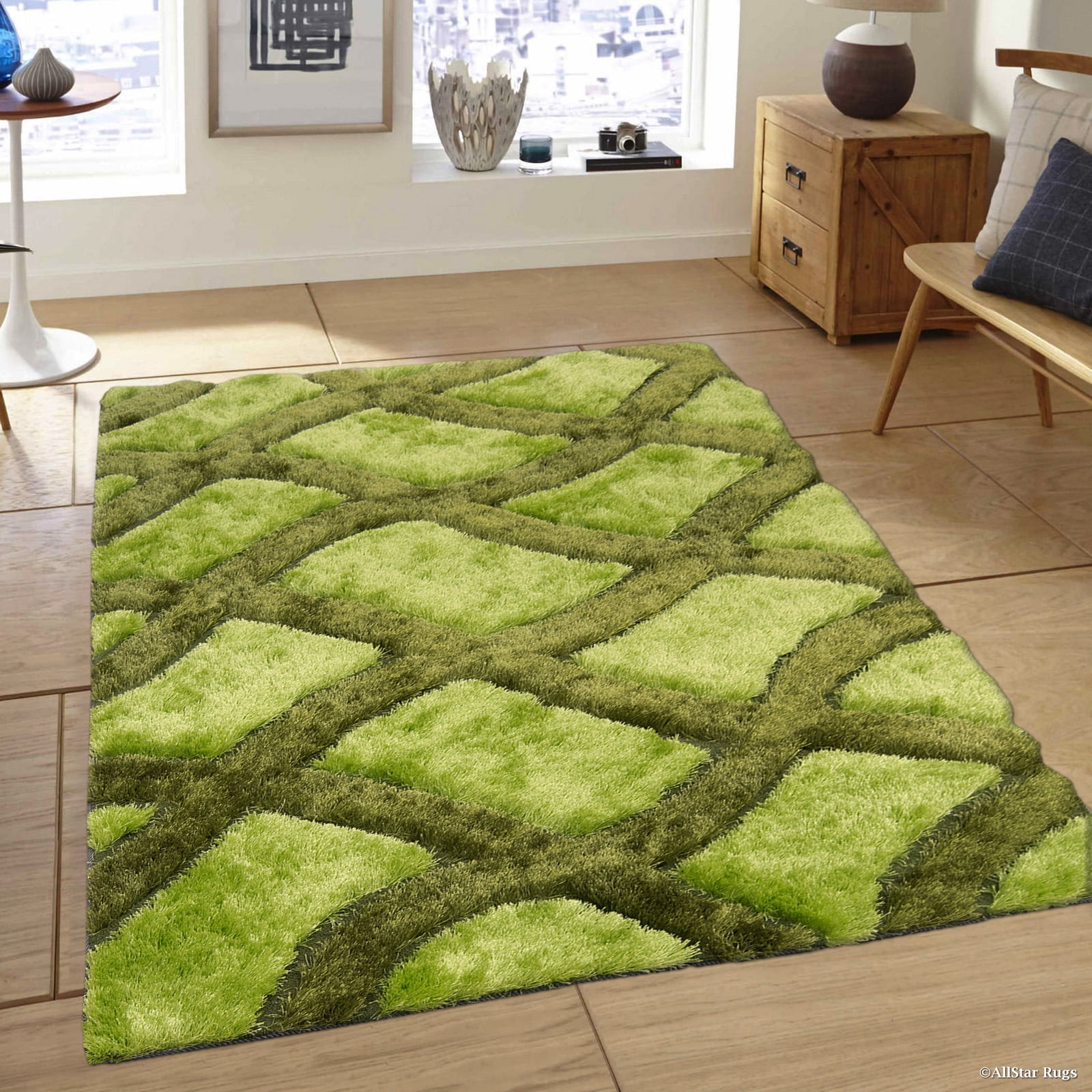 White woven reno area rug, 8x10 Allstar Green Geometric Thick Area Rug (7' 11" x 10' 5") - Walmart.com