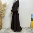 thumbnail image 5 of Elegant Dubai Swing Dress for Women Loose Fit Long Sleeve Round Neck Zipper Front Solid Color Abaya, 5 of 6