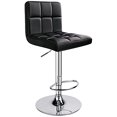 thumbnail image 2 of Léopard Tabourets de Bar, Tabouret de Bar Pivotant Réglable en Cuir PU Moderne avec Dossier, 1 Chaise (Noir), 2 of 15