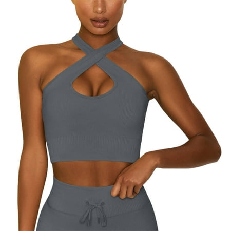 

Workout Yoga Sports Bra Padded Wirefree Workout Sports Bra for Women Gym Yoga Seamless Workout Top L Yellow