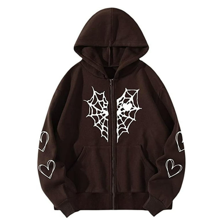 Women Zip Up Hoodie Y2k Vintage Graphic Relaxed Fit Hooded 