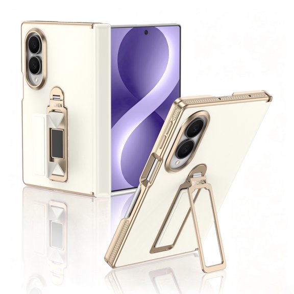 TSBIFV Phone Case for Samsung Galaxy Z Fold8, Protective Foldable Cover with Wrist Strap and Built-in Kickstand, Slim Design, White