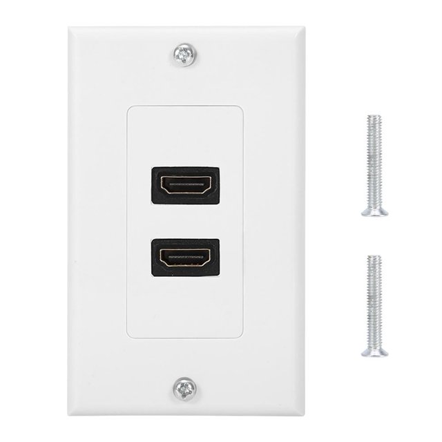 Enchufe de panel de placa de pared HDMI blanco estándar de EE. UU. para edificio de oficinas en casa de hotel (2 puertos) NikouMX Muebles