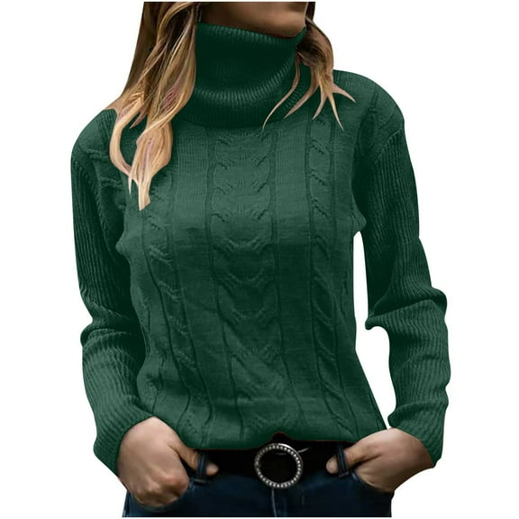 STETMN Women's Turtleneck Fall Sweater Soft Cable Knit Long Sleeve Loose Jumper Top