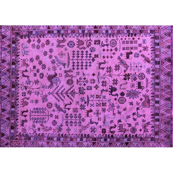 Ahgly Company Indoor Rectangle Abstract Purple Modern Area Rugs, 3' x 5'