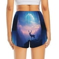 thumbnail image 2 of Lsque Night Sky Elk Printed Women's Running Shorts with Liner Pockets,Elastic Quick Dry Workout Athletic Gym Yoga Shorts,Womens High Waist Shorts-Medium, 2 of 9