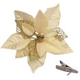thumbnail image 1 of 15 Pcs Poinsettia Fleurs Artificielles Décorations d'Arbre Ornements Paillettes Rouges avec Clips, 1 of 7