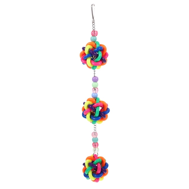 MasteelfCA Creative Parrot Colorful Bite Toy Hanging Plastic Ball Parrot Cage Pendant Educational Playing Toy