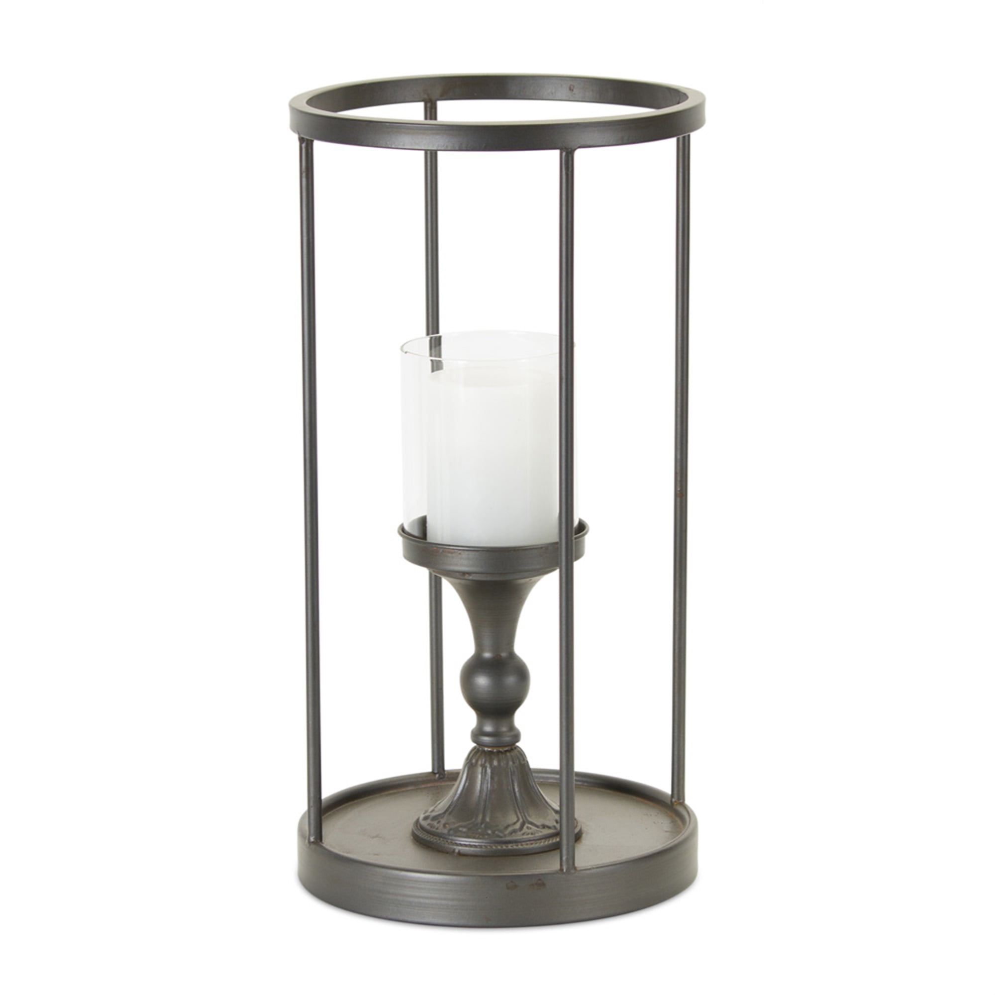 Candle Holder 9.25"D x 17.75"H Iron/Glass