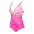 thumbnail image 3 of UTSJKR Women's Tummy Control Swimsuits Mesh Hollowed Sexy One Piece Bathing Suits Slimming V Neck Swimwear Pink XXL, 3 of 5