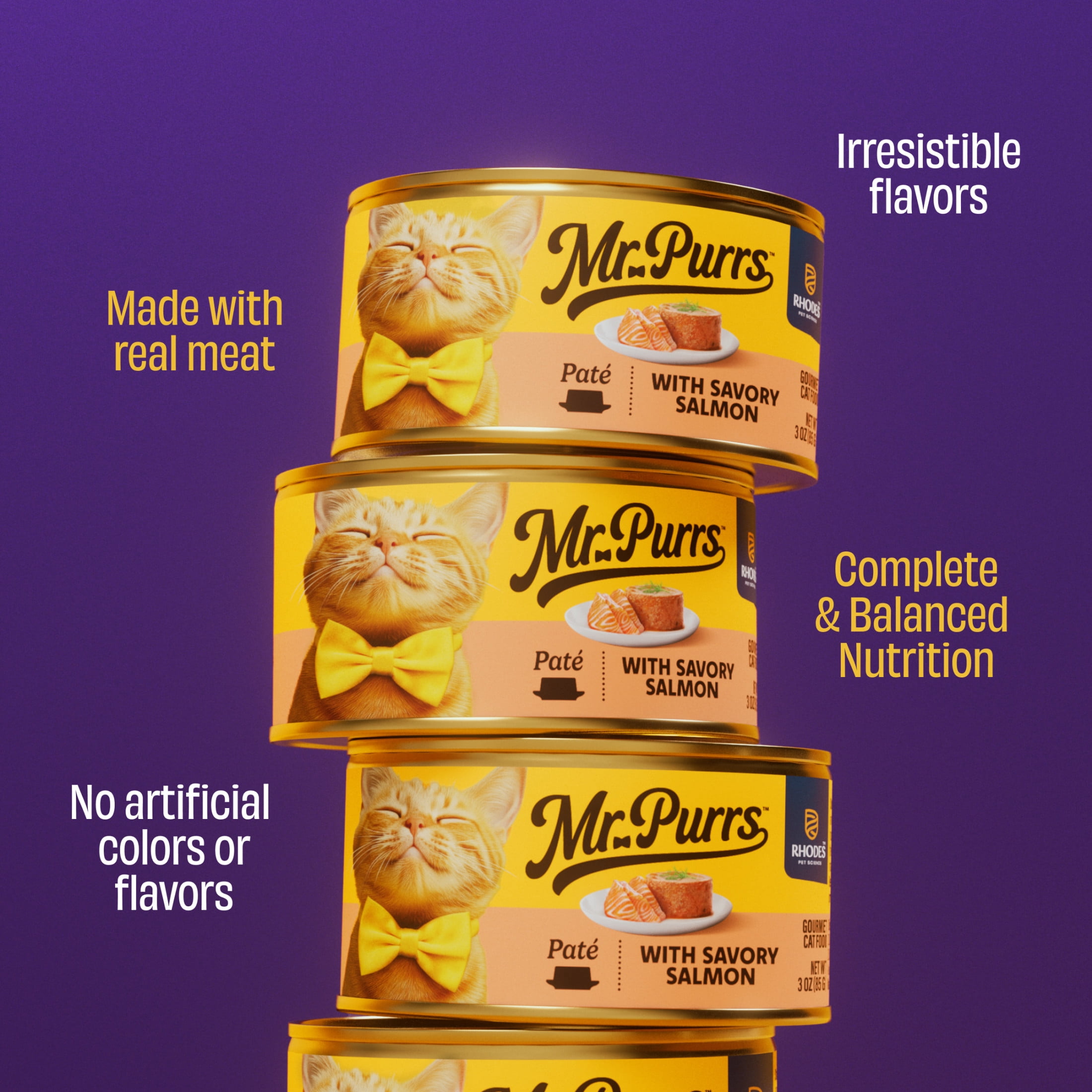 (6 pack) Mr Purrs Savory Salmon in Pate Wet Cat Food, 3 oz Can
