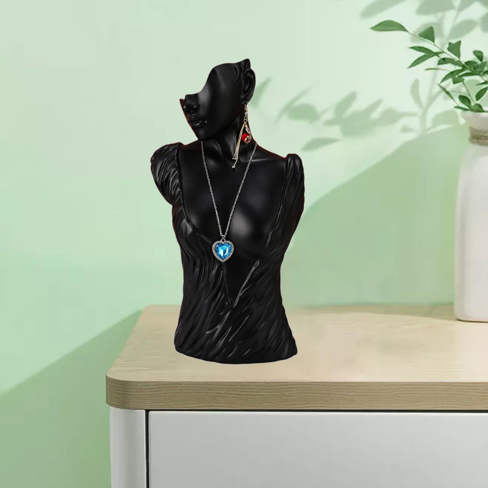 Mannequin Resin Jewelry Display Stand Necklace Bust Earring Pendant Rack S Black S Black 25X13X11cm