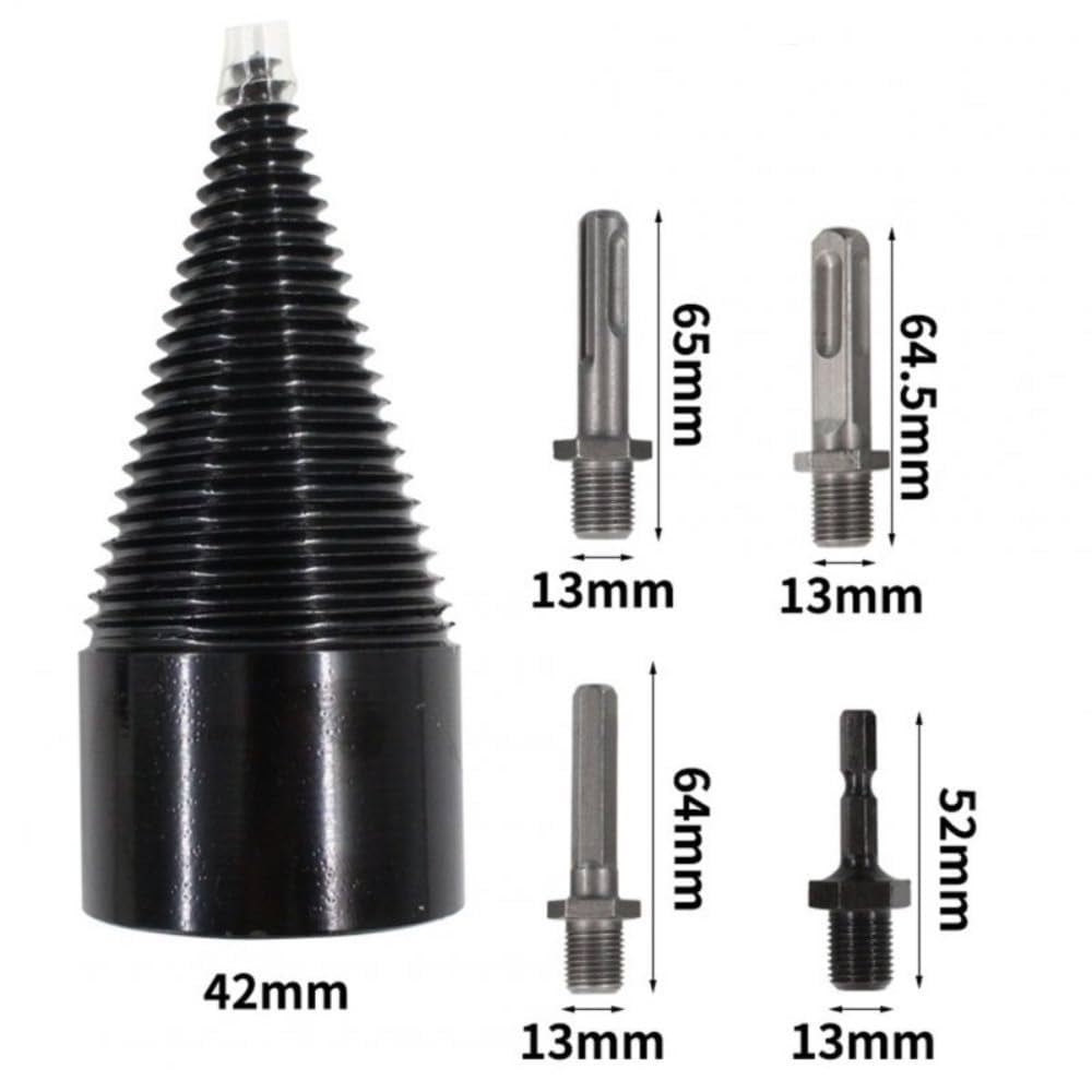 5pcs Firewood Splitter Drill Bit Set High Speed Wood Splitting Screw Cone Driver 42mm drill bit