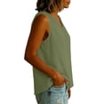 thumbnail image 6 of ClodeEU Women's Sleeveless V Neck Linen Blouse, Casual Loose Fit Breath Summer Tank Top Green,Women's Plus XXL, 6 of 7