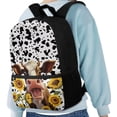 thumbnail image 4 of KUIFORTI Sunflower Funny Cow Kids Schoolbag 17 inch Big Capacity Stationery Daily Necessities Storage Bag Ergonomic Bookbag, 4 of 6