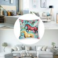 thumbnail image 5 of Ullo0ord Horse Pillow Cover, Chic Retro Blossom Throw Pillow Cover For Kids Teens Adult, Galloping Horse Cushion Case, Romantic Aesthetic Style 3D Animal Decorative Pillow Cover, Green Pink 22x22in, 5 of 7