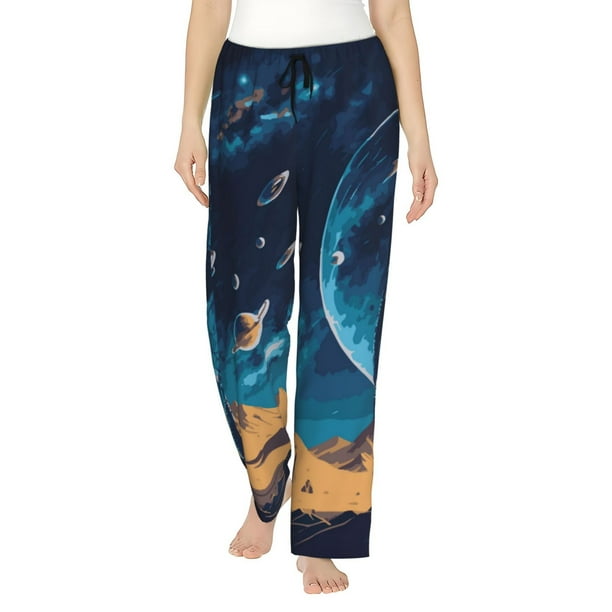 Balery Astronaut In A Space Suit On The Planet Pantalones de pijama para mujer, pijamas ultraligeros, pantalones de estar por casa-Small