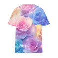 thumbnail image 3 of Women Summer Plus Size Tops Notch V Neck Tshirts Trendy Short Sleeve Tee Shirts Oversized 3D Graphic Tunic Top Colorful Nature Printed T-Shirts Loose Comfy Blouse Garments, 3 of 4