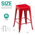 thumbnail image 2 of Stackable Bar Stools Set of 4, 24 Inch Metal Counter Height Stools for Indoor Outdoor Kitchen Patio Classroom Garden, Industrial Barstools (Red), 2 of 8