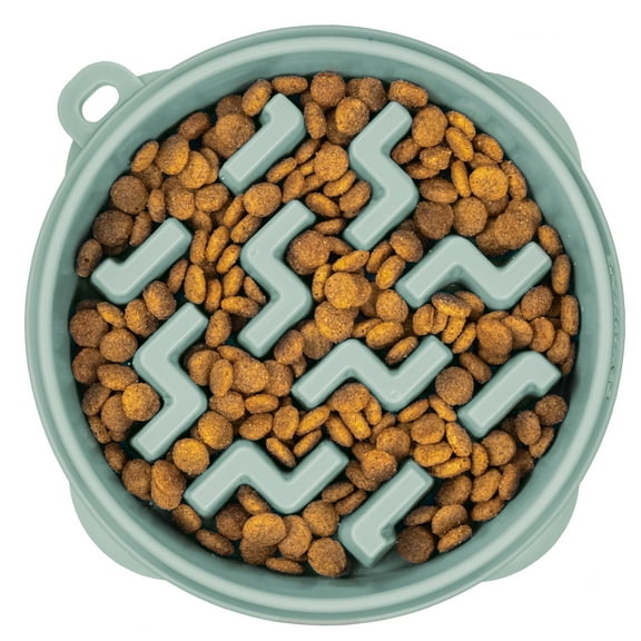 Outward Hound Fun Feeder Slo Bowl, Medium Slow Feeder Dog Bowl, 2 Cups, Sage