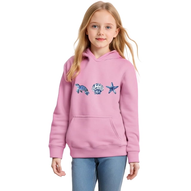 Sweat à Capuche Imprimé pour Enfants Manches Longues Automne Hiver Taille Filles 5-6 Ans