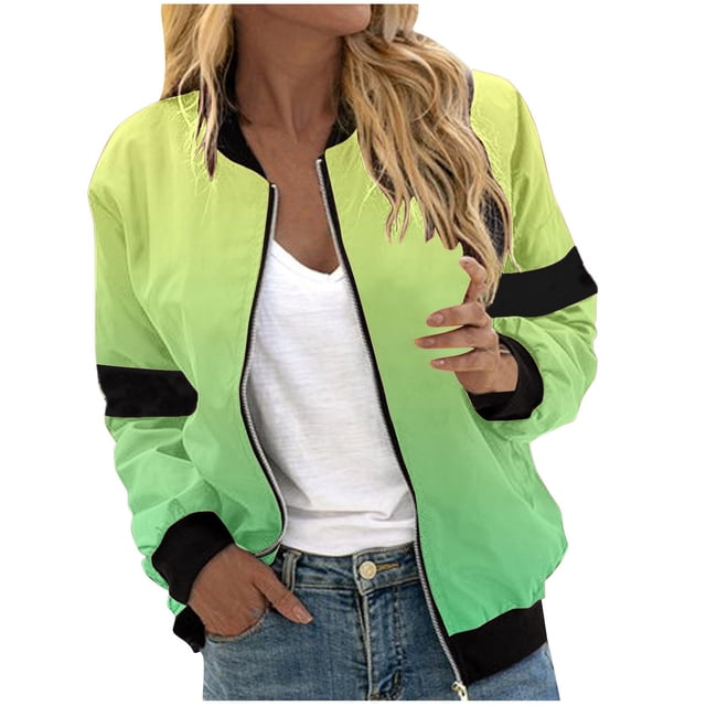 WRKEKC Vestes pour Femmes Tendance, Trench Coat Femmes, Mode Décontractée Femmes Dégradé Poche Zippée Veste