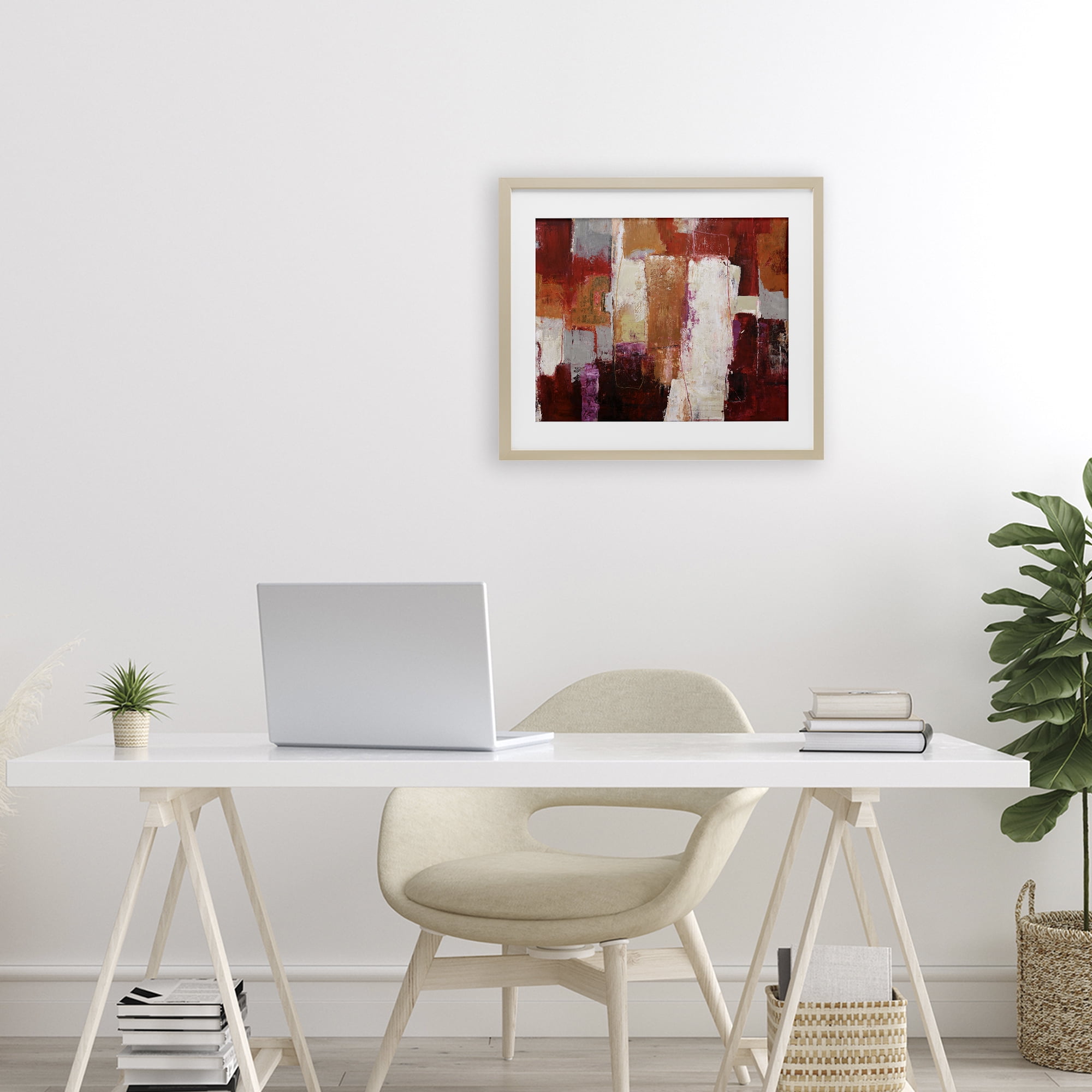 Deconstructed City Abstract Birch Framed Print Under Glass, design by Design Fabrikken