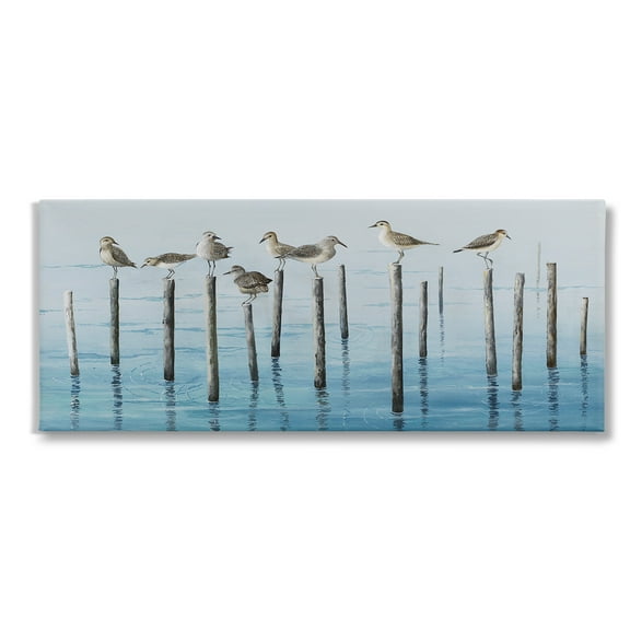 Stupell Industries Perched Sea Birds Animals & Insects Painting Gallery Wrapped Canvas Art Print Wall Art, 24 x 10