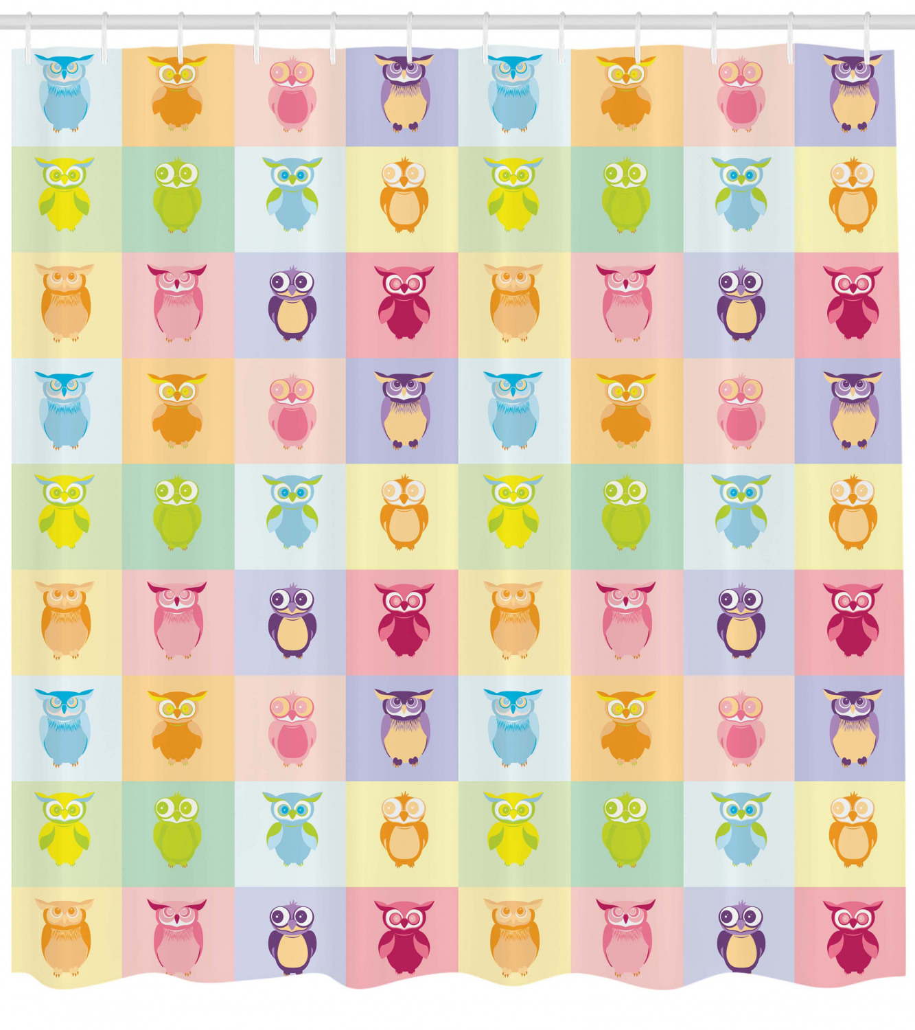 Owl Decor Shower Curtain Set Cartoon Cute Owls Multicolor Fun Animal Love Childrens Art Nursery Play Birds Print Bathroom Decor Purple Yellow Pink By Ambesonne Walmart Com